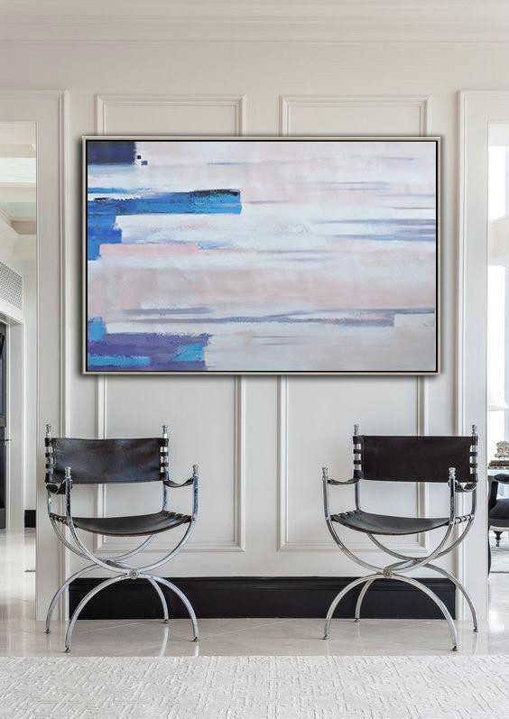 Oversized Wall Decor,Oversized Horizontal Contemporary Art,Art Work,White,Pink,Blue,Purple.etc